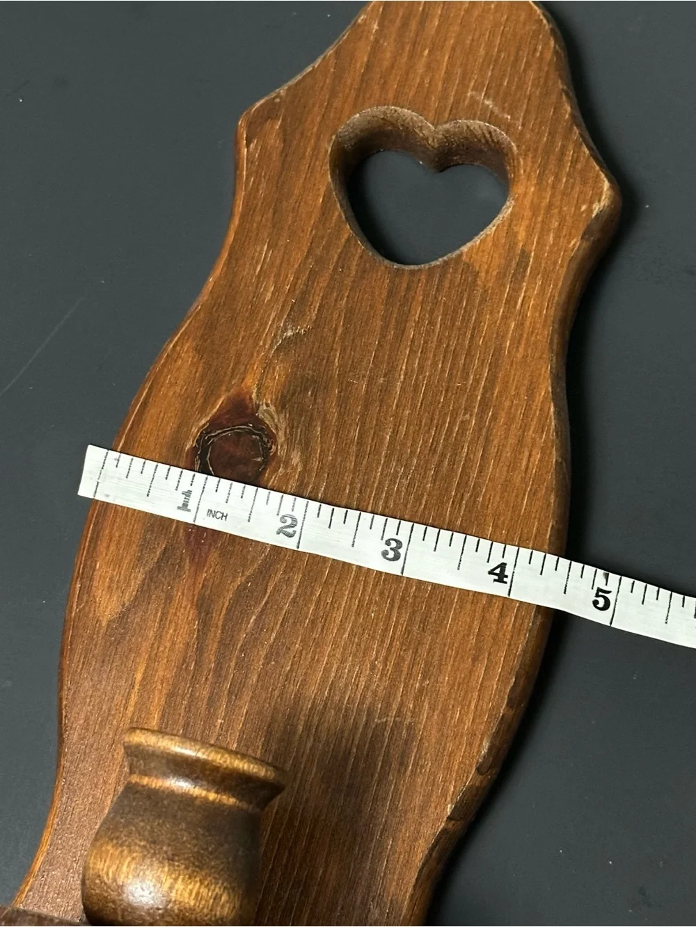 Vintage Wooden Heart Cutout Wall Mount Candle Holder